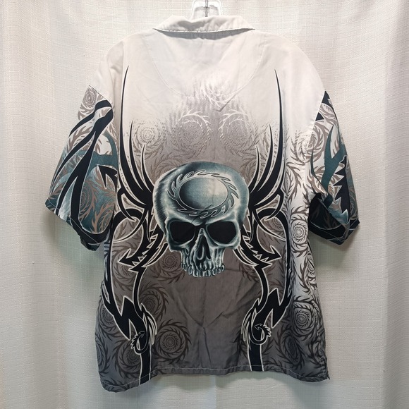 Vtg 90s Steve & Barry's Motorcycle Club Chopper Button Up All Over Print XL Y2K - Picture 5 of 5